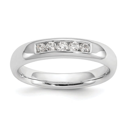 0.20ct. CZ Solid Real 14K White Gold 5-Stone Channel Wedding Band Ring