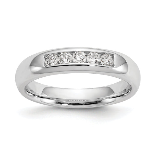 0.25ct. CZ Solid Real 14K White Gold 5-Stone Channel Wedding Band Ring