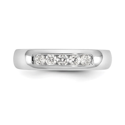 14K White Gold 5-Stone Real Diamond Channel Band