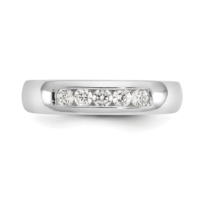 0.33ct. CZ Solid Real 14K White Gold 5-Stone Channel Wedding Band Ring