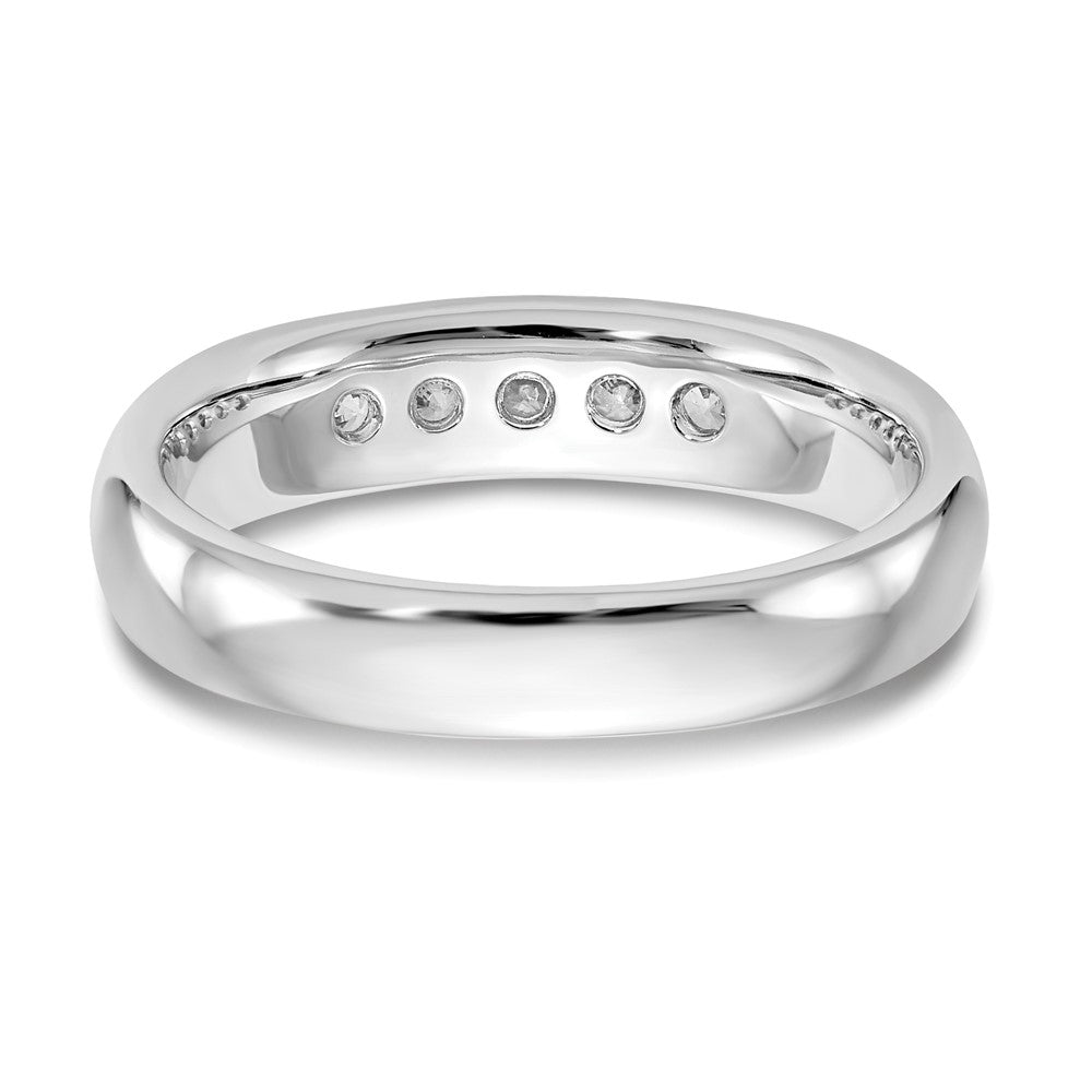 14K White Gold 5-Stone Real Diamond Channel Band
