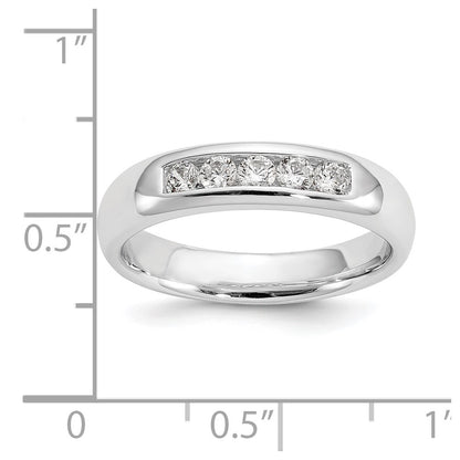 14K White Gold 5-Stone Real Diamond Channel Band