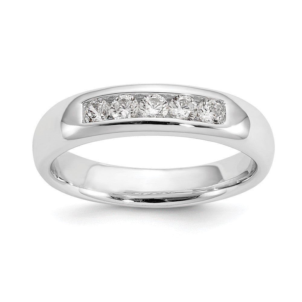 14K White Gold 5-Stone Real Diamond Channel Band