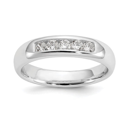 14K White Gold 5-Stone Real Diamond Channel Band