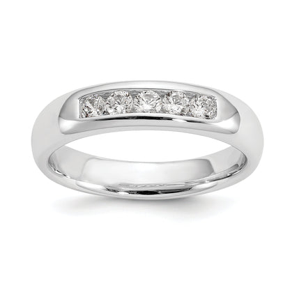 0.33ct. CZ Solid Real 14K White Gold 5-Stone Channel Wedding Band Ring