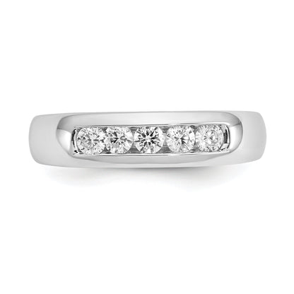 0.40ct. CZ Solid Real 14K White Gold 5-Stone Channel Wedding Band Ring