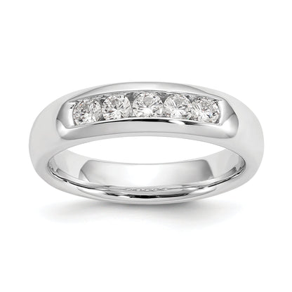 0.40ct. CZ Solid Real 14K White Gold 5-Stone Channel Wedding Band Ring