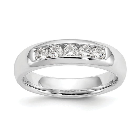 0.40ct. CZ Solid Real 14K White Gold 5-Stone Channel Wedding Band Ring