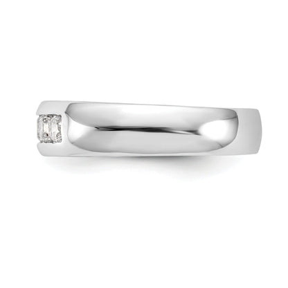 0.50ct. CZ Solid Real 14K White Gold 5-Stone Channel Wedding Band Ring