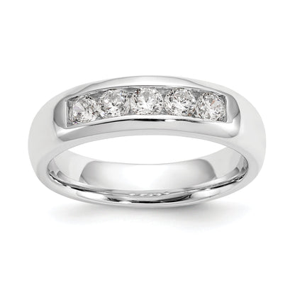 0.50ct. CZ Solid Real 14K White Gold 5-Stone Channel Wedding Band Ring