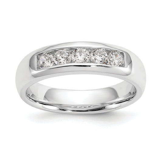 0.50ct. CZ Solid Real 14K White Gold 5-Stone Channel Wedding Band Ring