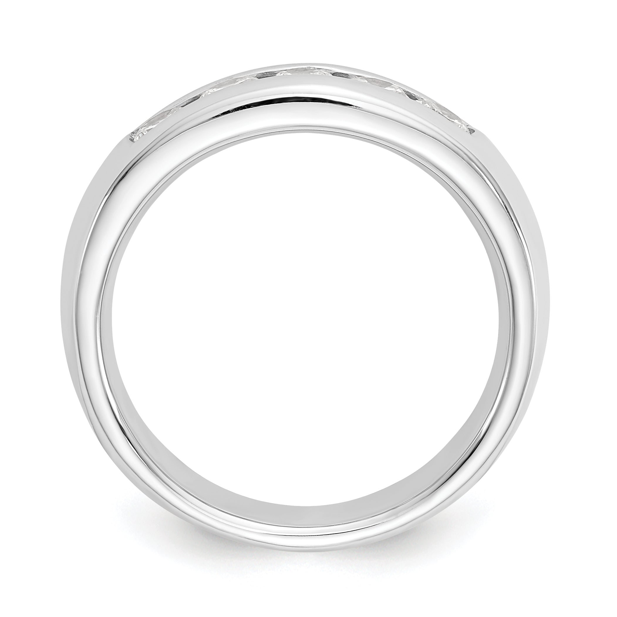 0.63ct. CZ Solid Real 14K White Gold 5-Stone Channel Wedding Band Ring