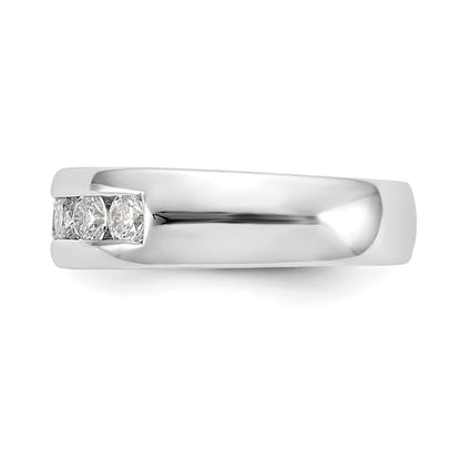 14K White Gold 5-Stone Real Diamond Channel Band