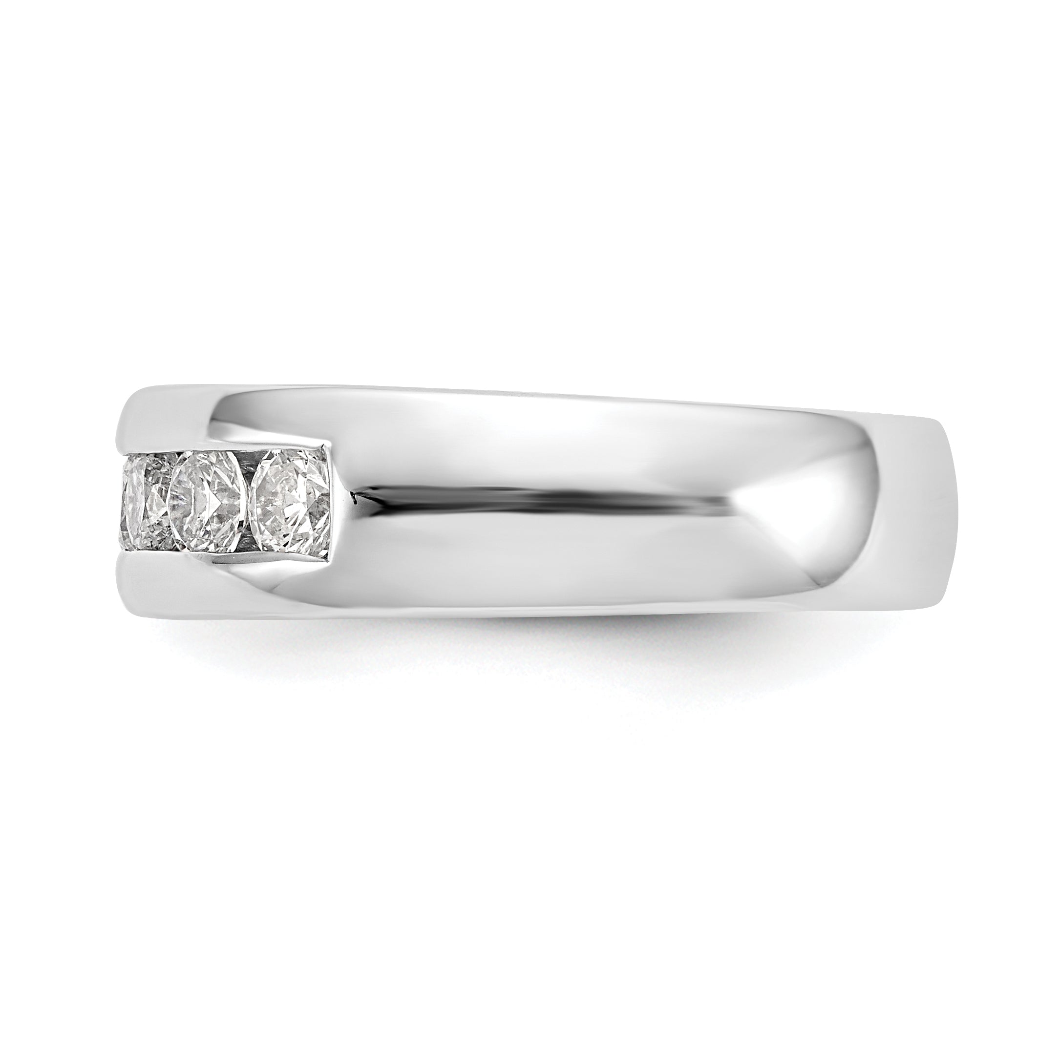 0.63ct. CZ Solid Real 14K White Gold 5-Stone Channel Wedding Band Ring