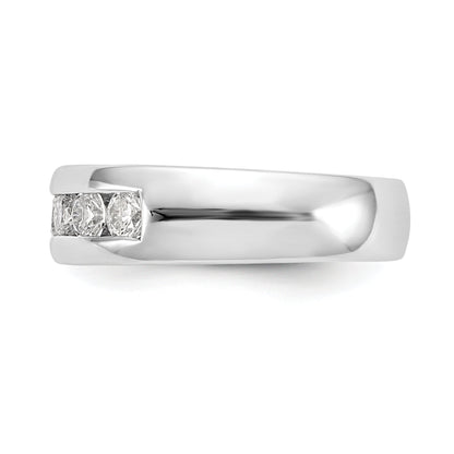 0.63ct. CZ Solid Real 14K White Gold 5-Stone Channel Wedding Band Ring