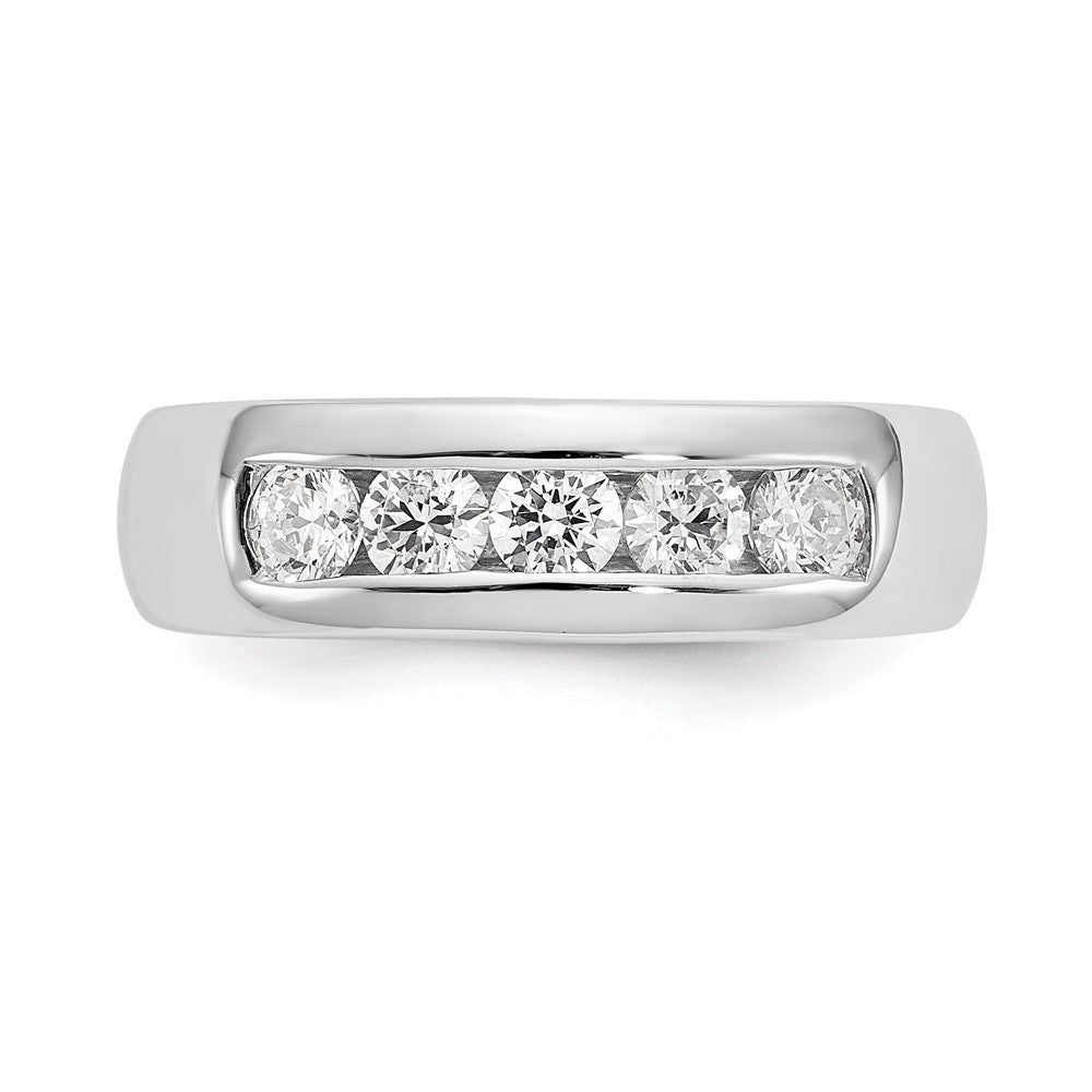 14K White Gold 5-Stone Real Diamond Channel Band