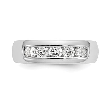 14K White Gold 5-Stone Real Diamond Channel Band