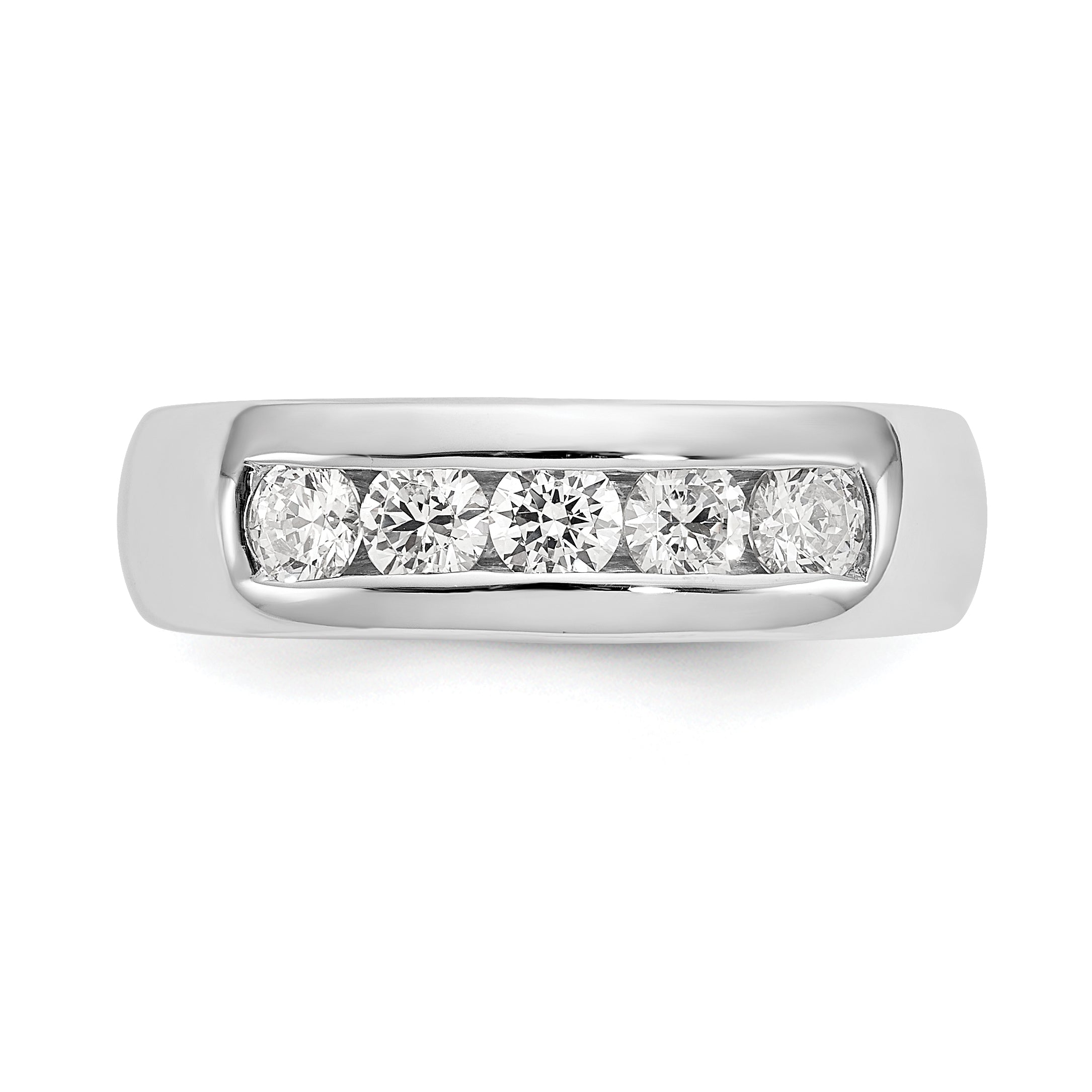 0.63ct. CZ Solid Real 14K White Gold 5-Stone Channel Wedding Band Ring