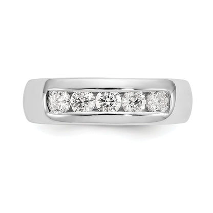 0.63ct. CZ Solid Real 14K White Gold 5-Stone Channel Wedding Band Ring
