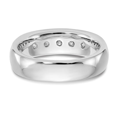 14K White Gold 5-Stone Real Diamond Channel Band