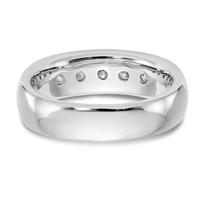 0.63ct. CZ Solid Real 14K White Gold 5-Stone Channel Wedding Band Ring