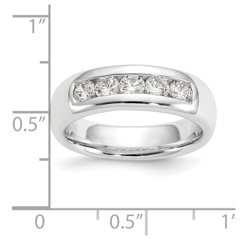 14K White Gold 5-Stone Real Diamond Channel Band