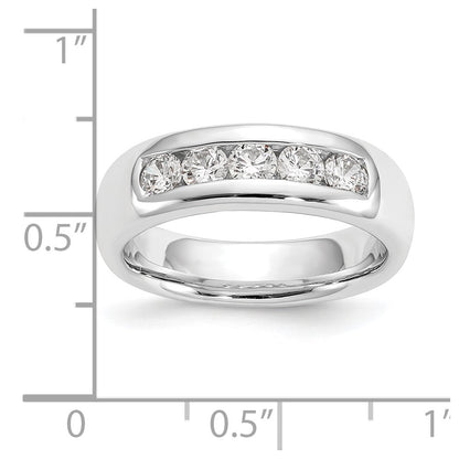 14K White Gold 5-Stone Real Diamond Channel Band