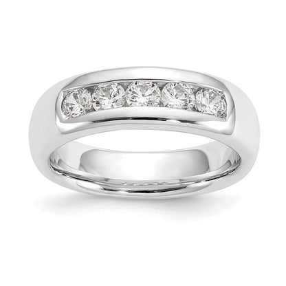 14K White Gold 5-Stone Real Diamond Channel Band