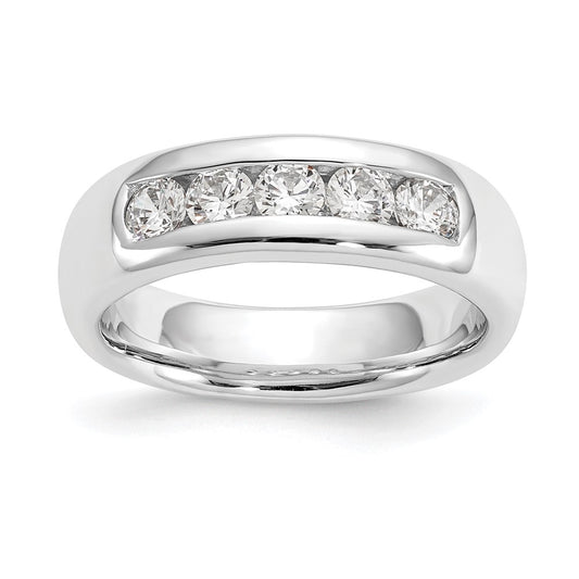 14K White Gold 5-Stone Real Diamond Channel Band