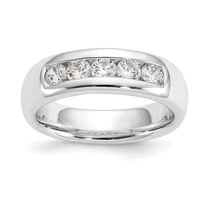 0.63ct. CZ Solid Real 14K White Gold 5-Stone Channel Wedding Band Ring