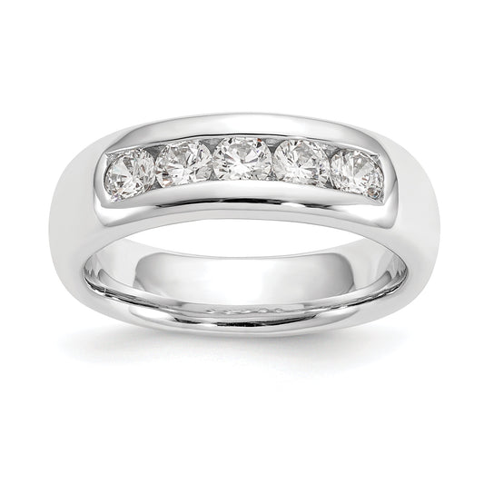 0.63ct. CZ Solid Real 14K White Gold 5-Stone Channel Wedding Band Ring