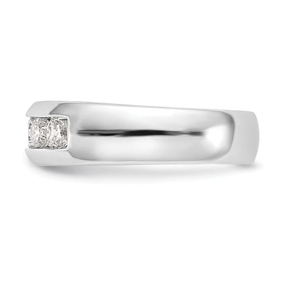 0.75ct. CZ Solid Real 14K White Gold 5-Stone Channel Wedding Band Ring