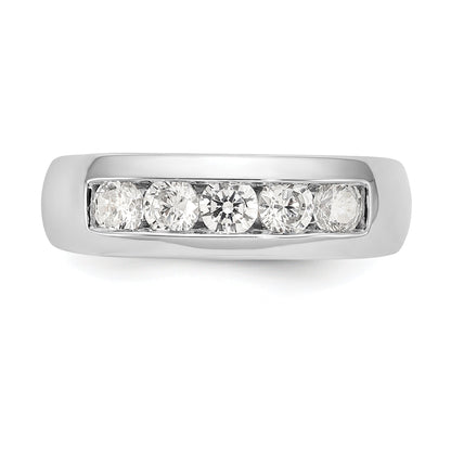 0.75ct. CZ Solid Real 14K White Gold 5-Stone Channel Wedding Band Ring