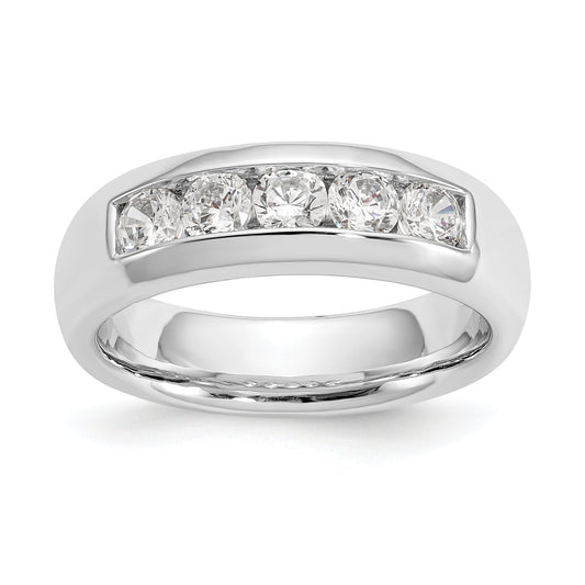 0.75ct. CZ Solid Real 14K White Gold 5-Stone Channel Wedding Band Ring