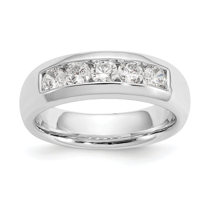 0.75ct. CZ Solid Real 14K White Gold 5-Stone Channel Wedding Band Ring