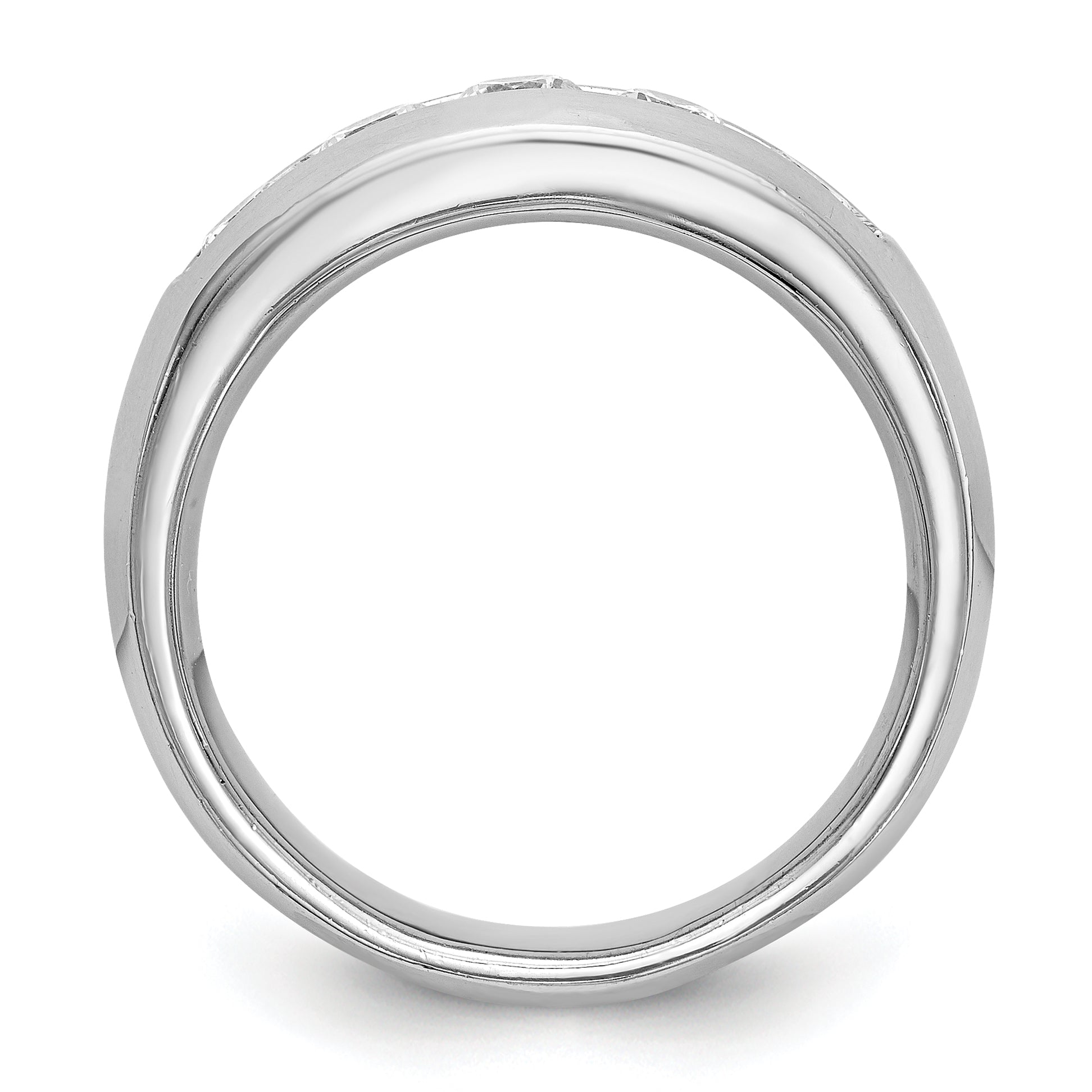 1.00ct. CZ Solid Real 14K White Gold 5-Stone Channel Wedding Band Ring