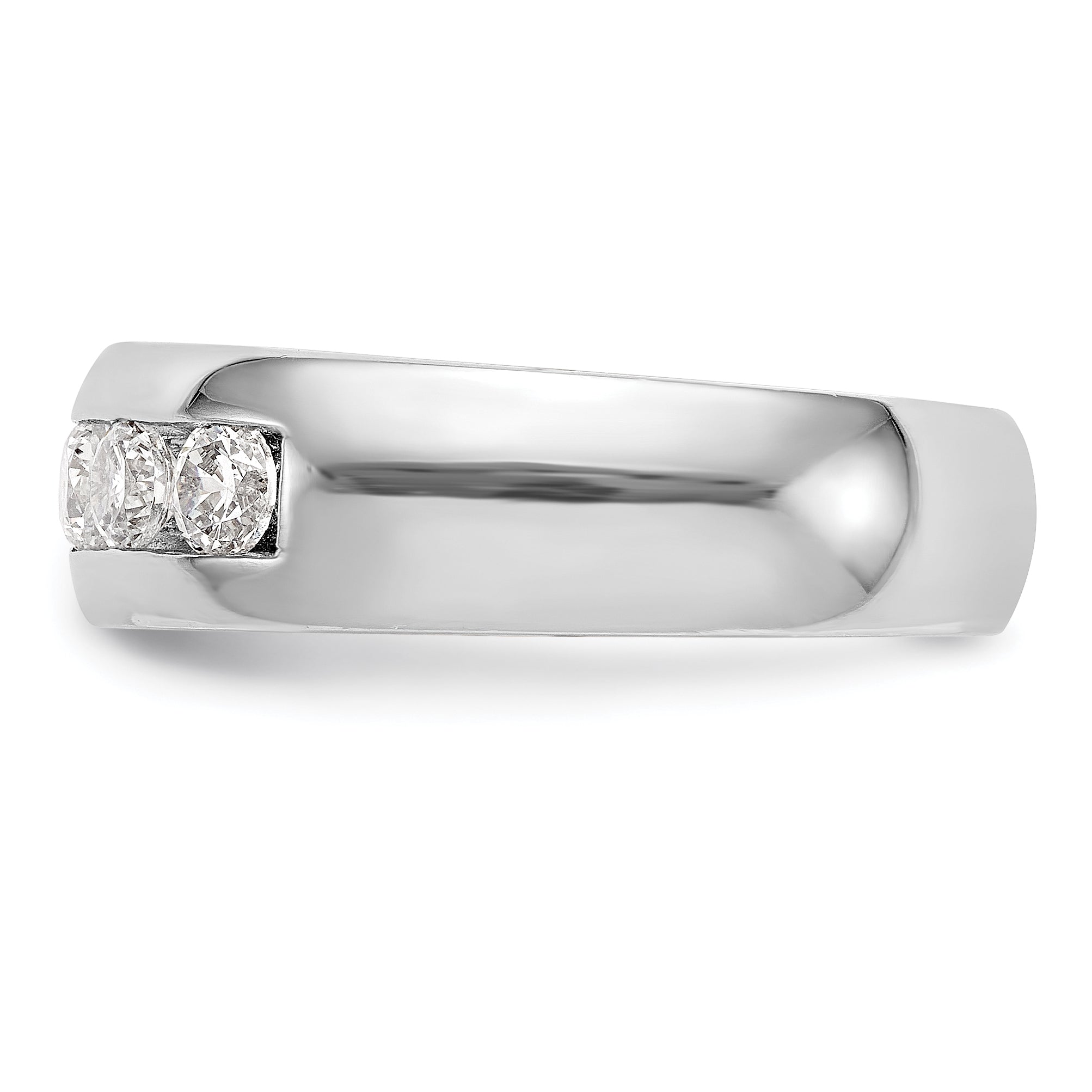 1.00ct. CZ Solid Real 14K White Gold 5-Stone Channel Wedding Band Ring