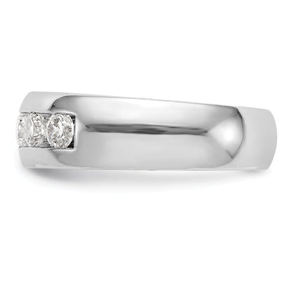 1.00ct. CZ Solid Real 14K White Gold 5-Stone Channel Wedding Band Ring
