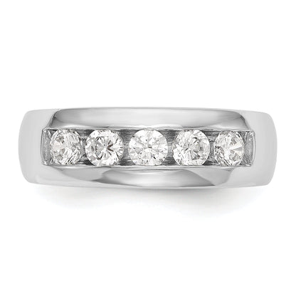 1.00ct. CZ Solid Real 14K White Gold 5-Stone Channel Wedding Band Ring