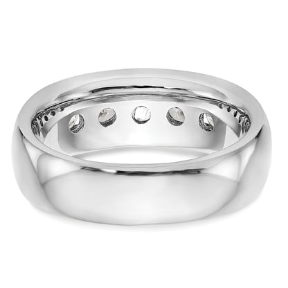 1.00ct. CZ Solid Real 14K White Gold 5-Stone Channel Wedding Band Ring