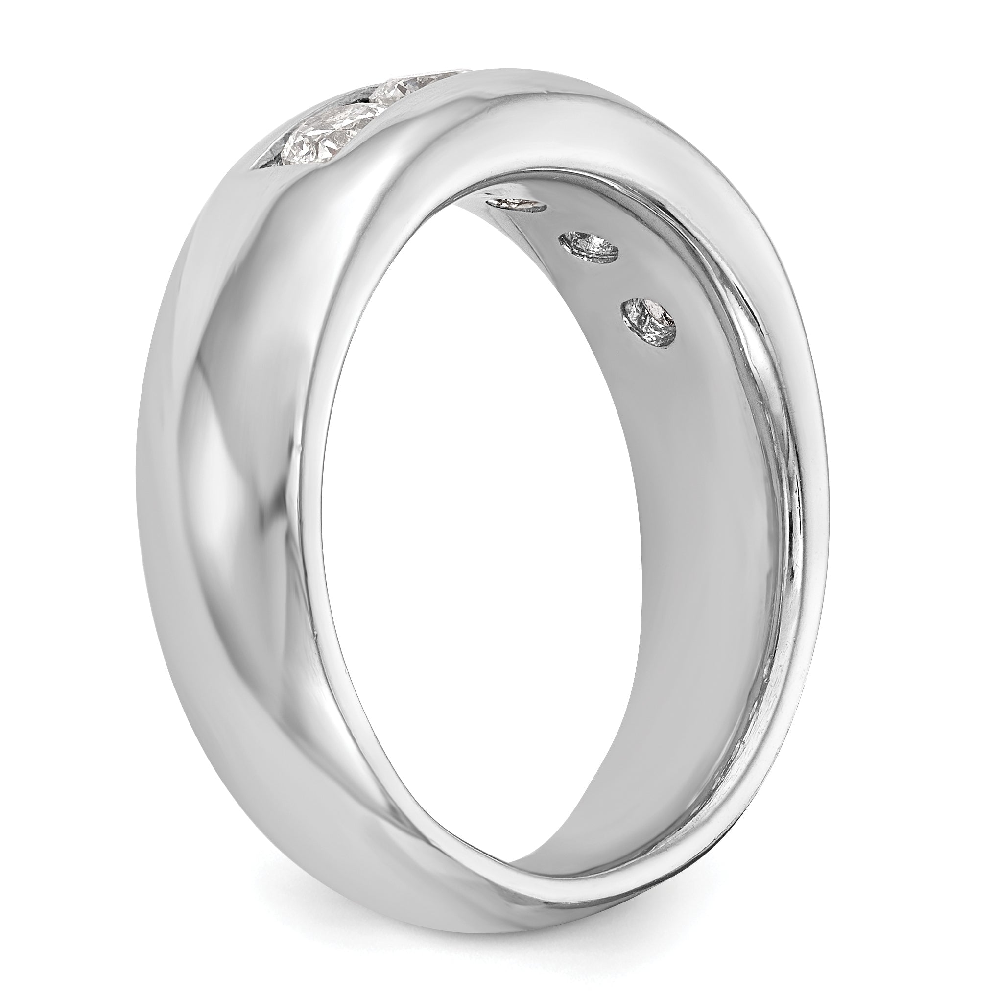 1.00ct. CZ Solid Real 14K White Gold 5-Stone Channel Wedding Band Ring