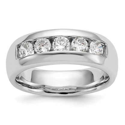 1.00ct. CZ Solid Real 14K White Gold 5-Stone Channel Wedding Band Ring
