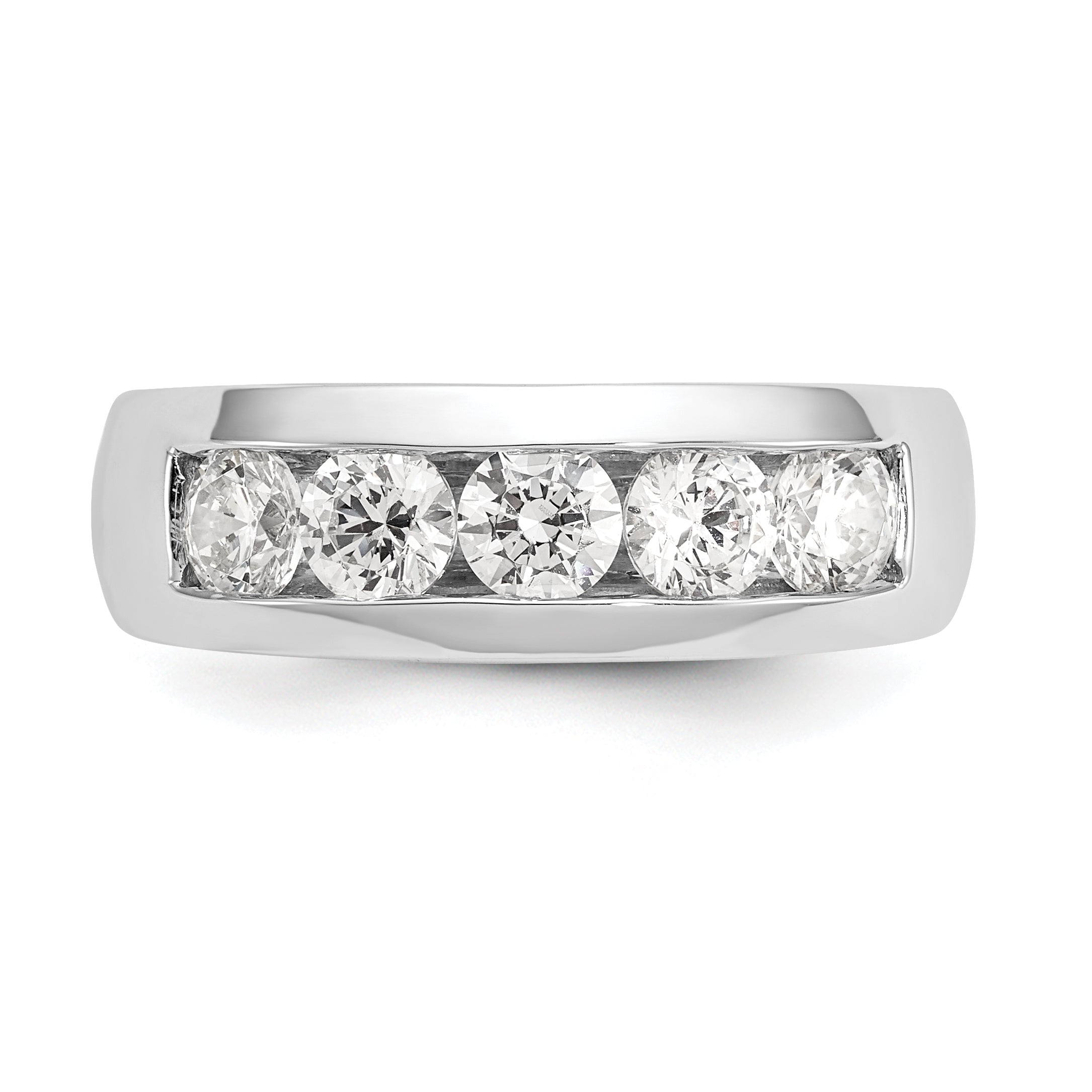 1.20ct. CZ Solid Real 14K White Gold 5-Stone Channel Wedding Band Ring