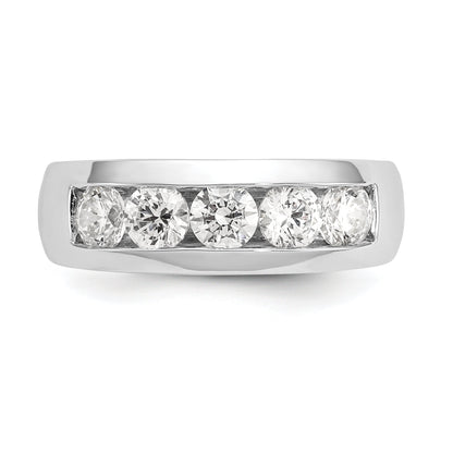 1.20ct. CZ Solid Real 14K White Gold 5-Stone Channel Wedding Band Ring