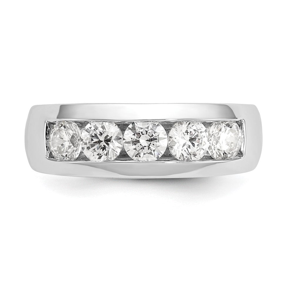 14K White Gold 5-Stone Real Diamond Channel Band
