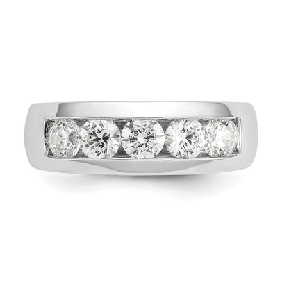 14K White Gold 5-Stone Real Diamond Channel Band