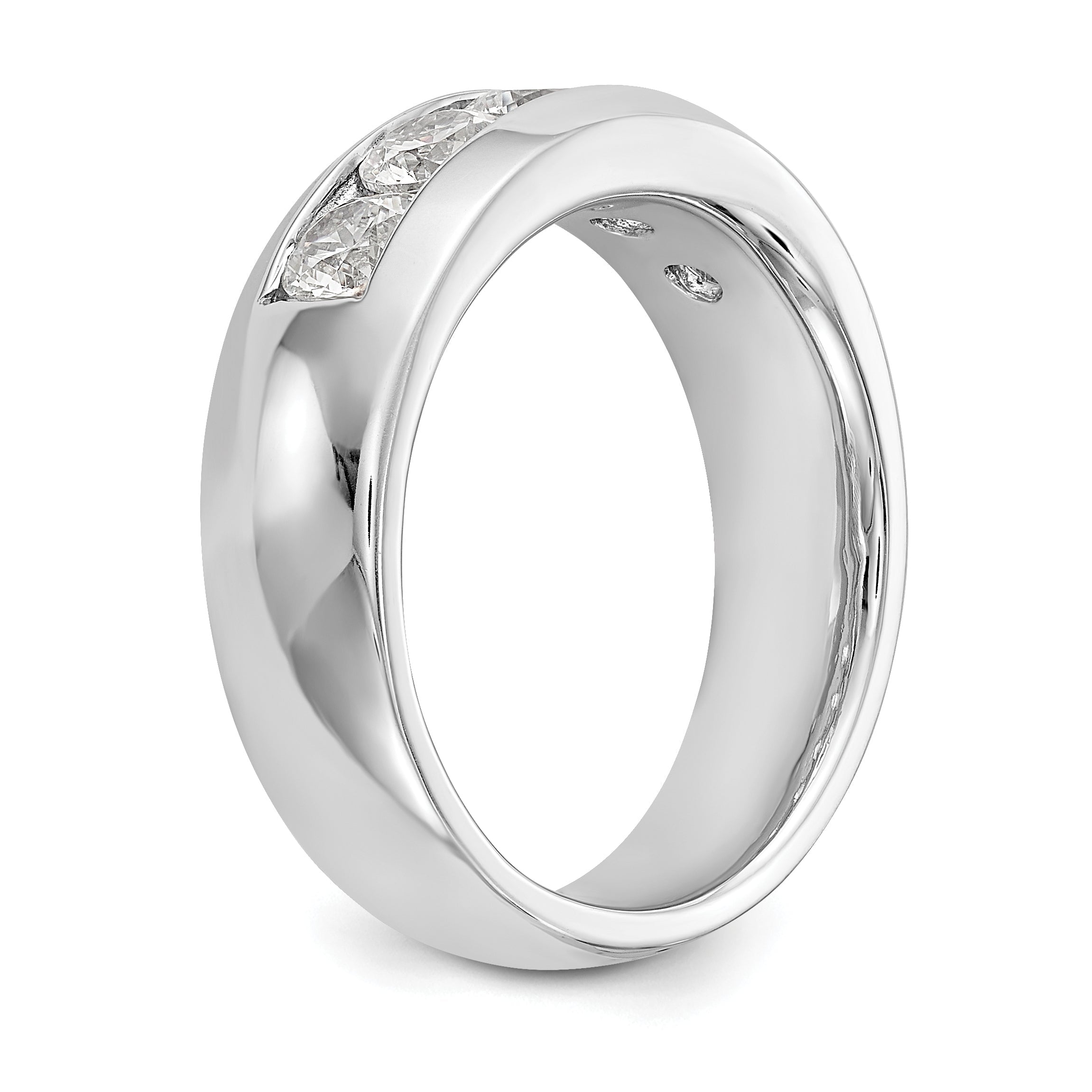 1.20ct. CZ Solid Real 14K White Gold 5-Stone Channel Wedding Band Ring