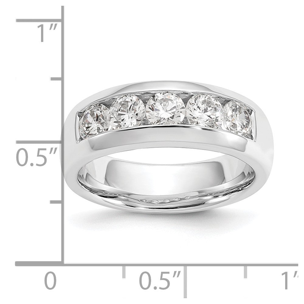 14K White Gold 5-Stone Real Diamond Channel Band