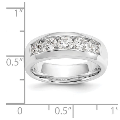 14K White Gold 5-Stone Real Diamond Channel Band