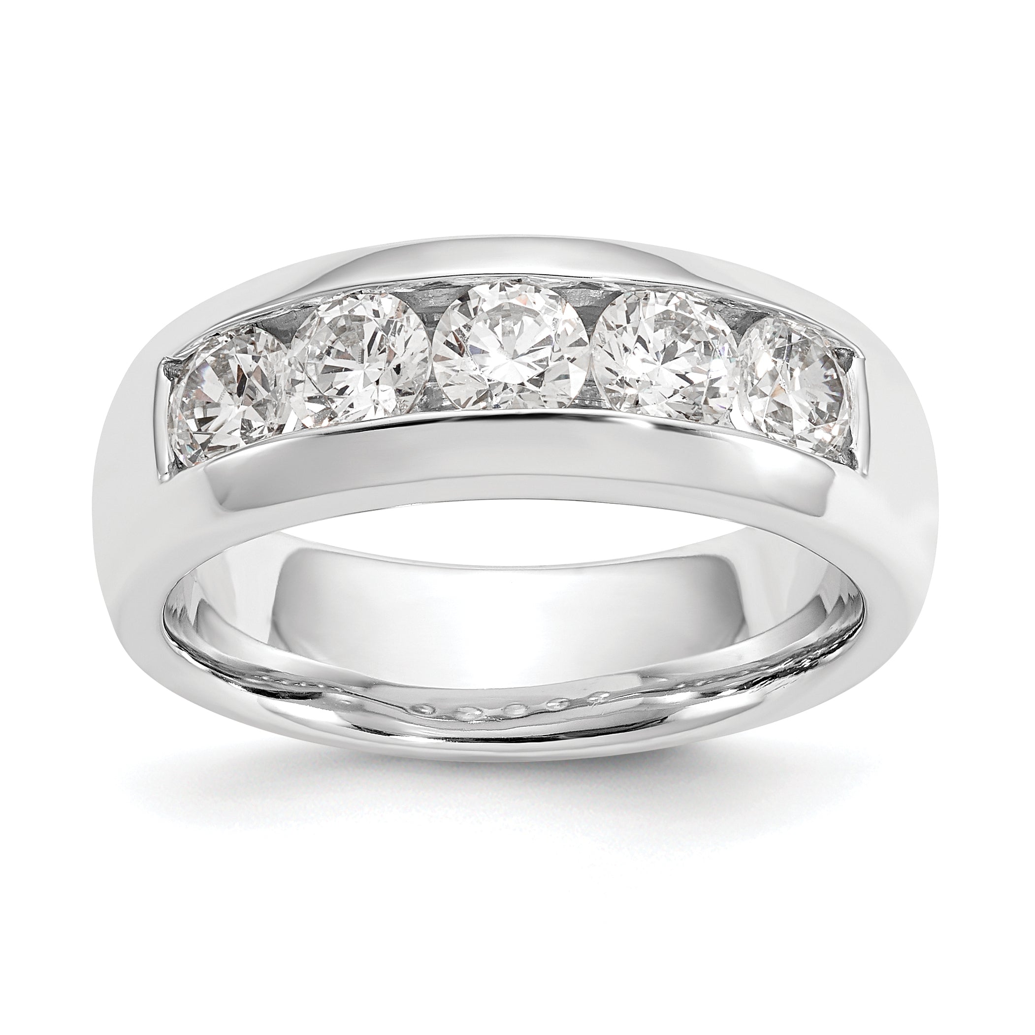 1.20ct. CZ Solid Real 14K White Gold 5-Stone Channel Wedding Band Ring
